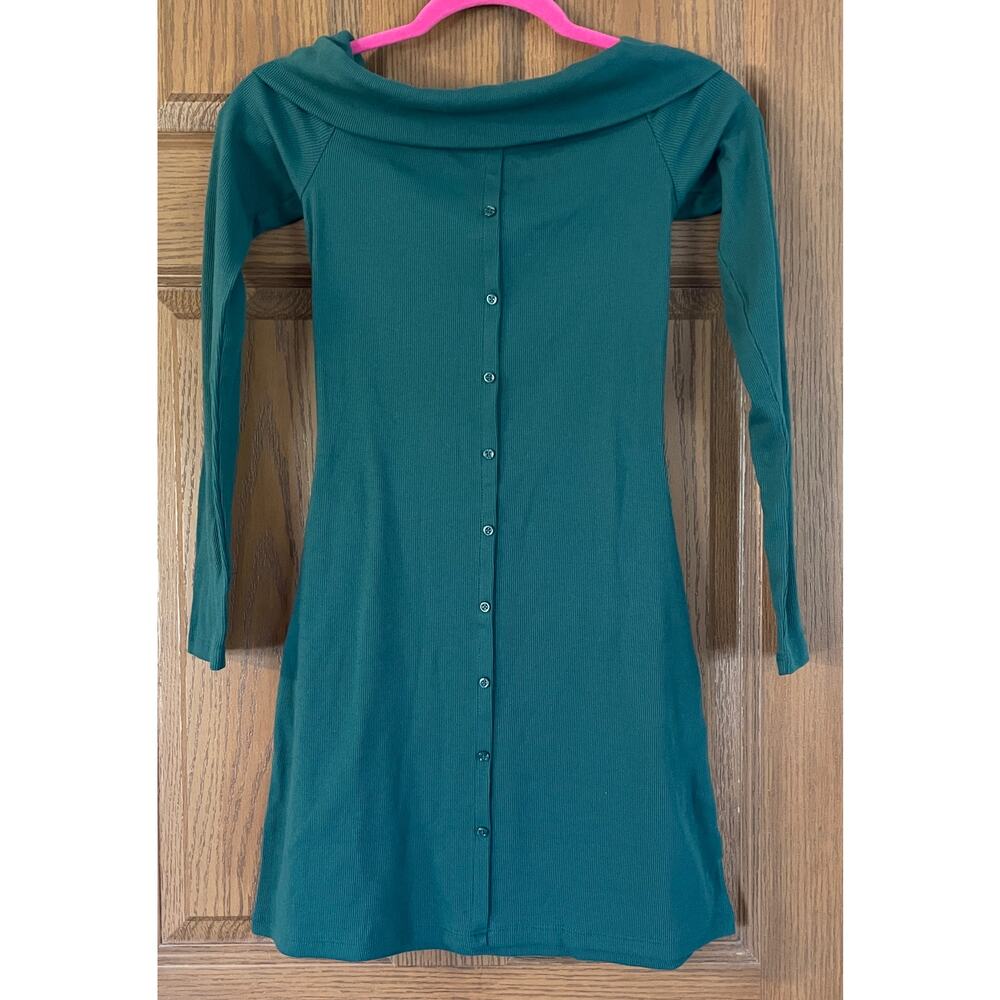 NWT Dark Green Ribbed Dress PTP 12” Length 28”Waist 11.5” Neck 14” Stretchy
